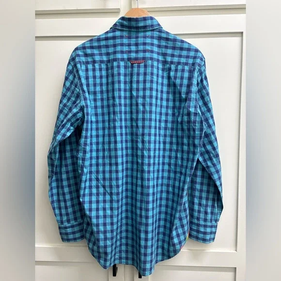 ROBERT GRAHAM JEANS Blue Plaid Check 100% Cotton Casual Dress Shirt Men medium - Picture 5 of 8